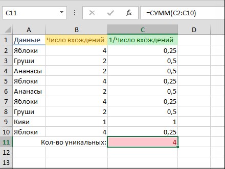 Рис. 116.2. Для подсчета строк, отвечающих нескольким критериям, применяется фильтрация