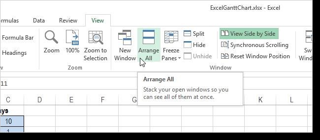 Открыть файлы Excel рядом